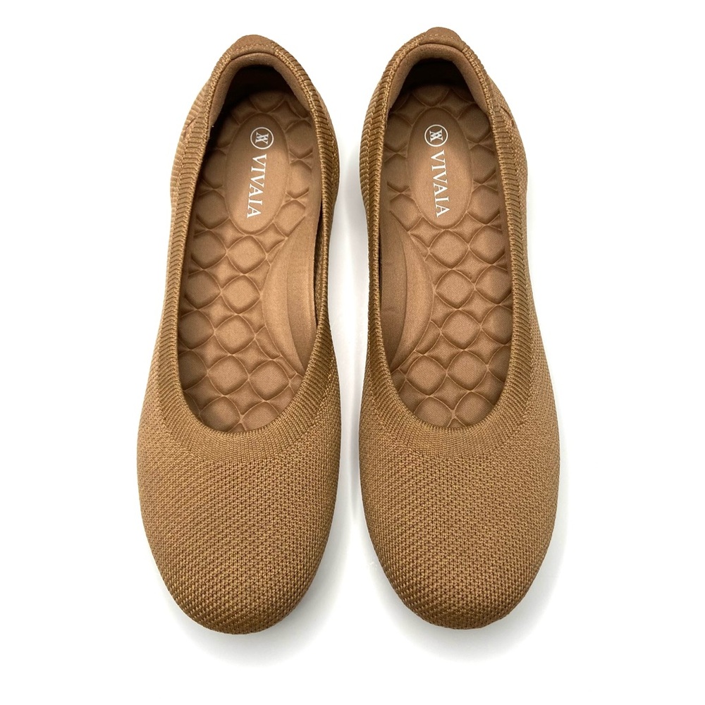 Vivaia Round Toe Ballet Flat “Claire” In Nutmeg Size 39.5